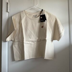 YoungLA For Her Cream Heavyweight Crop Top, Size Medium
